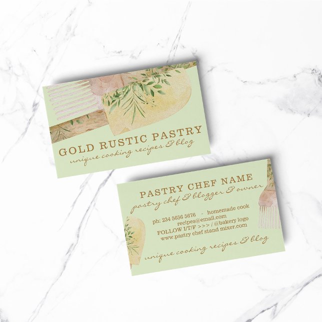Tarjeta De Visita Panadería Green Pastry Chef Cake spatula (BAKERY PASTRY CHEF COOK CAKE event planner business)
