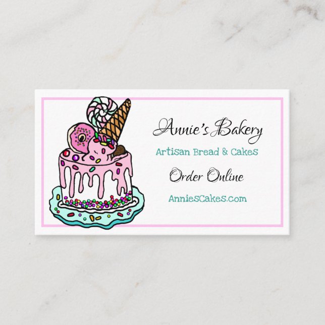Tarjeta De Visita Panadería | Helado Cream Cake Baking Business (Anverso)