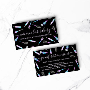 Tarjeta De Visita Panadería holograma negro casera chef pastelería