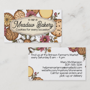Tarjeta De Visita Panadería horneando repostería galletas flores col
