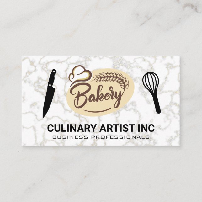 Tarjeta De Visita Panadería | Knife | Logo de Whisk (Anverso)
