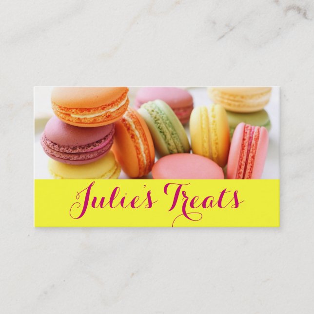 Tarjeta De Visita Panadería Macaroons Sirviendo pasteles (Anverso)