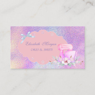 Tarjeta De Visita Panadería Mezcladora De Pastel Holográfica Moderna