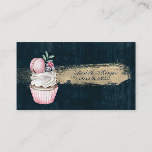 Tarjeta De Visita Panadería Moderna de Cupcakes Macaron Cute Pincela