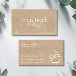 Tarjeta De Visita Panadería moderna de Kraft White Cupcake