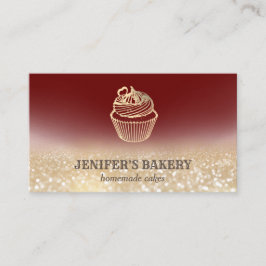 Tarjeta De Visita Panadería moderna de quequitos purpurinoso de oro 