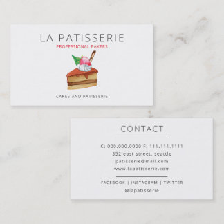 Tarjeta De Visita Panadería moderna de queso rosado y pastelería