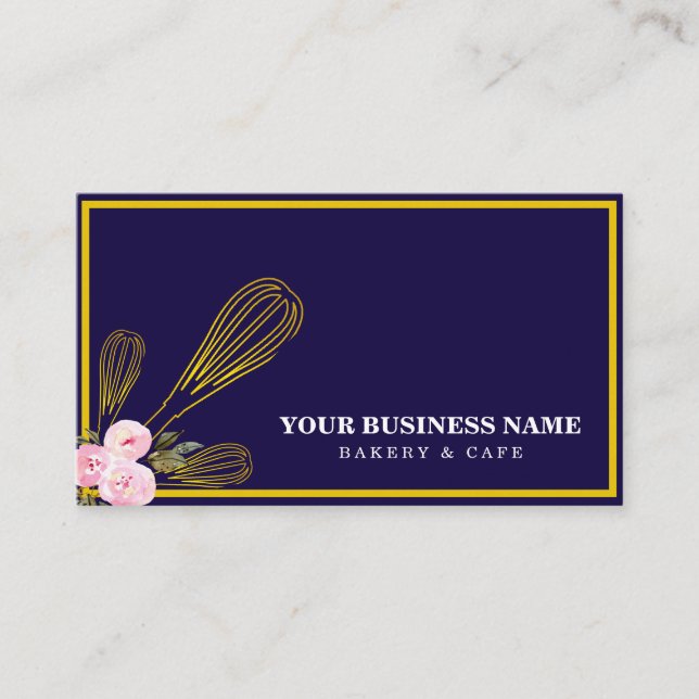 Tarjeta De Visita Panadería moderna Gold Whisk (Anverso)