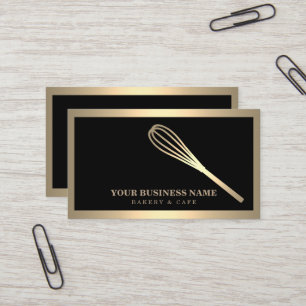 Tarjeta De Visita Panadería moderna Gold Whisk