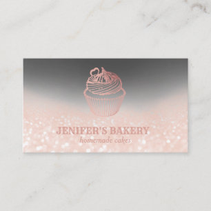 Tarjeta De Visita Panadería moderna rosa purpurinoso de quequitos de