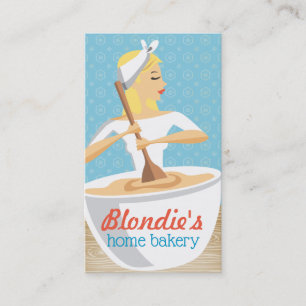 Tarjeta De Visita Panadería mujer horneando cuenco rubio cabello ru