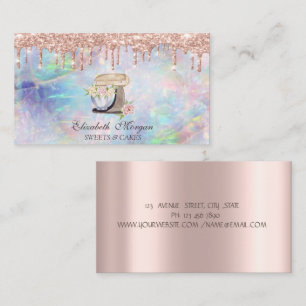 Tarjeta De Visita Panadería Opal Flores Brillo Gotea Mixer