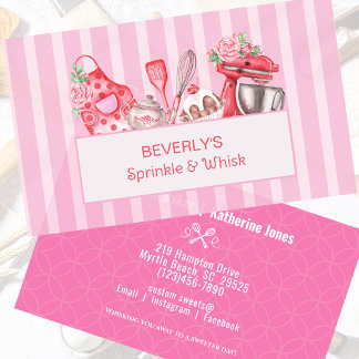 Tarjeta De Visita Panadería Panadería Panadería Pink White Business