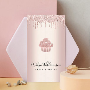Tarjeta De Visita Panadería Pastel pastelería Chef Rosa Oro Purpurin
