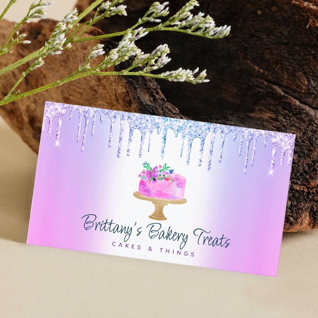 Tarjeta De Visita Panadería Pastel Purpurina Púrpura Perfora postre  (Subido por el creador)