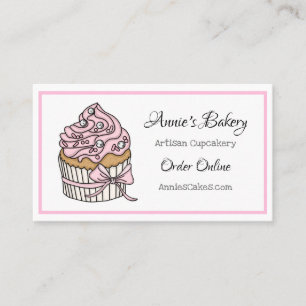 Tarjeta De Visita Panadería   Pastel rosa y plateado