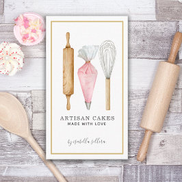Tarjeta De Visita Panadería Pastelería Chef Acuarela Hormigón