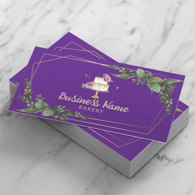 Tarjeta De Visita Panadería Pastelería Chef Botánico Pastel Morado (Subido por el creador)