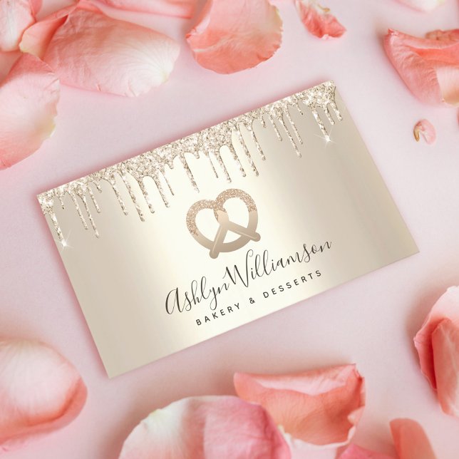 Tarjeta De Visita Panadería Pastelería Chef Catering Gold Purpurina  (Subido por el creador)