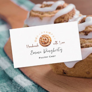 Tarjeta De Visita Panadería Pastelería Chef Cinnamon Roll Acuarela R