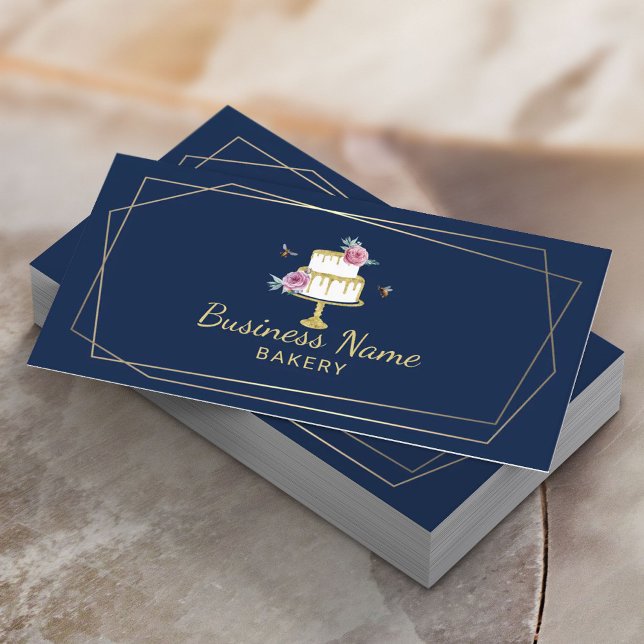 Tarjeta De Visita Panadería Pastelería Chef Geométrico Frame Naval A (Subido por el creador)