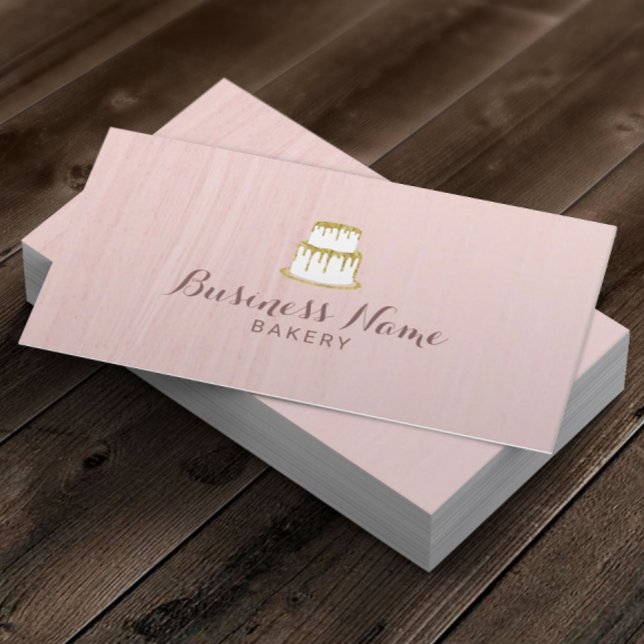 Tarjeta De Visita Panadería pastelería Chef Gold Drin Rubor Pink (Subido por el creador)