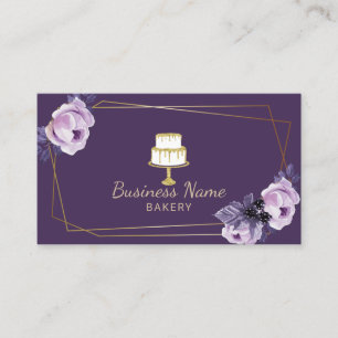 Tarjeta De Visita Panadería Pastelería Chef Gold Sweet Cake Purple F