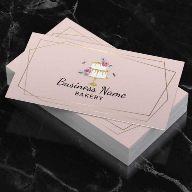 Tarjeta De Visita Panadería Pastelería Chef Marco Geométrico Rubor R (Subido por el creador)