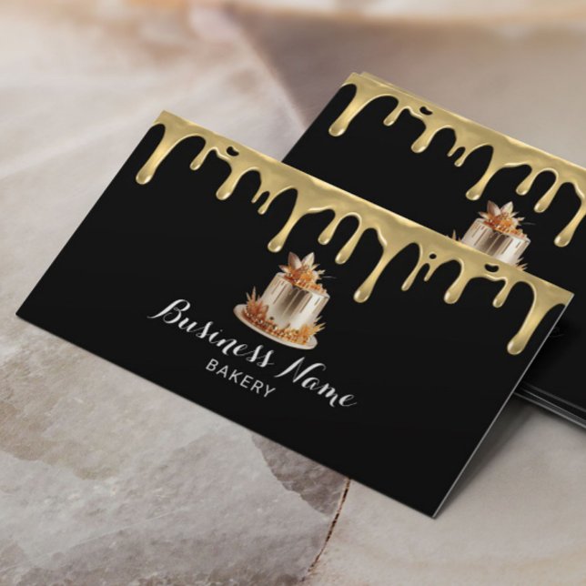 Tarjeta De Visita Panadería Pastelería Chef Moderno de Oro Drin Past (Subido por el creador)