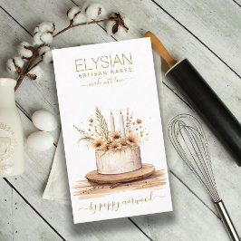 Tarjeta De Visita Panadería Pastelería Chef Oro Pastel Beige