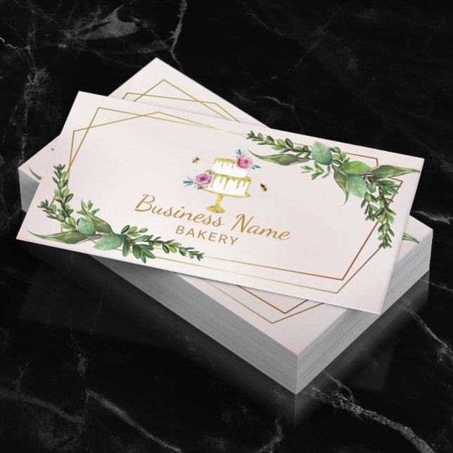 Tarjeta De Visita Panadería Pastelería Chef Pastel Botánico de Dulce (Subido por el creador)