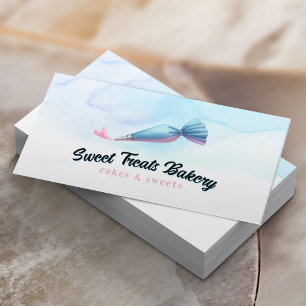 Tarjeta De Visita Panadería Pastelería Chef Piping Bag & Heart Water