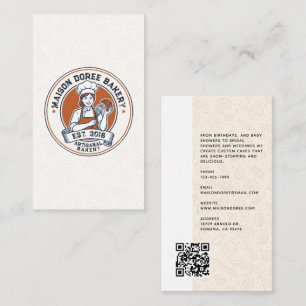 Tarjeta De Visita Panadería Pastelería Chef Postre Dulces Torta Pana