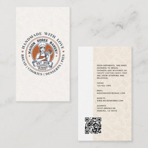 Tarjeta De Visita Panadería Pastelería Chef Postre Dulces Torta Pana