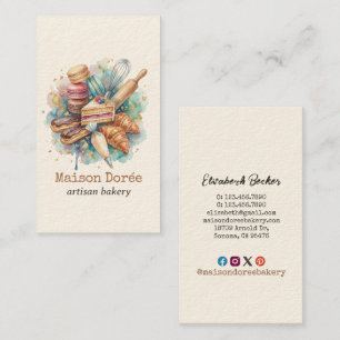 Tarjeta De Visita Panadería Pastelería Chef Postre Dulces Torta Pana