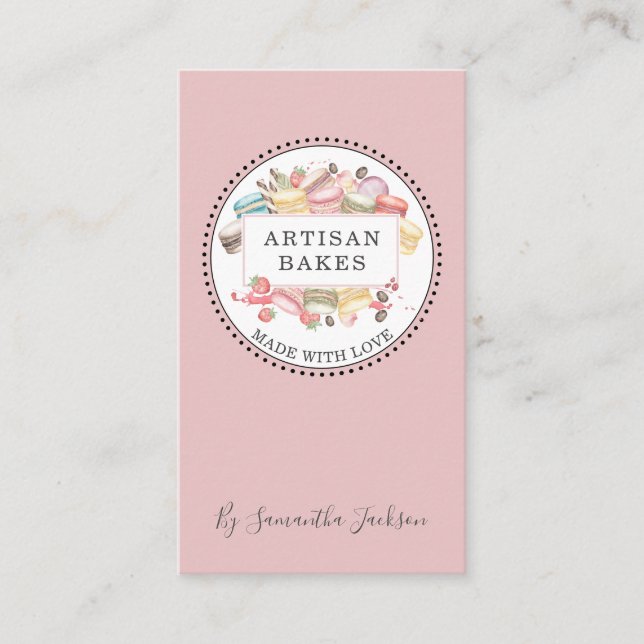Tarjeta De Visita Panadería Pastelería Chef postres acuáticos Rosa (Anverso)