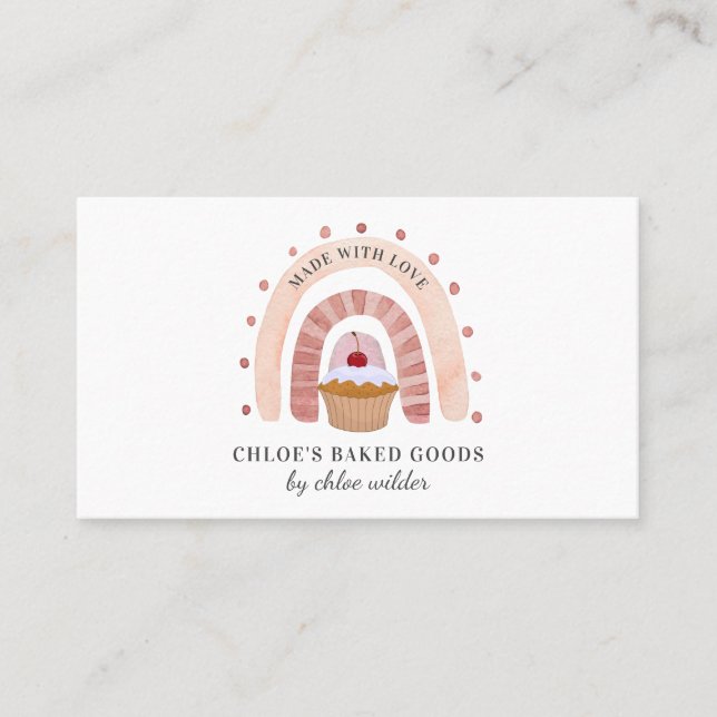 Tarjeta De Visita Panadería pastelería Chef Rainbow Cupakes Business (Anverso)