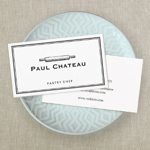 Tarjeta De Visita Panadería Pastelería Chef Rolling Pin Baker Logo B