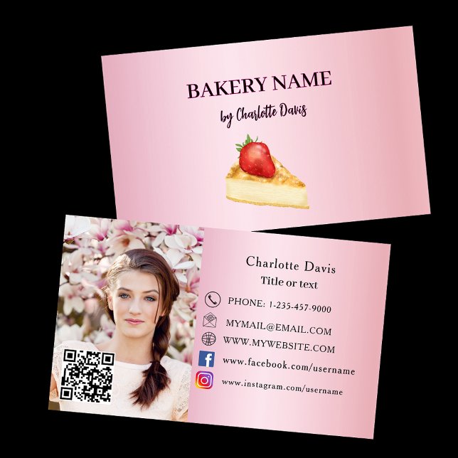 Tarjeta De Visita Panadería pastelería de pastelería de torta rosa F (Subido por el creador)