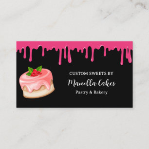 Tarjeta De Visita Panadería pastelería de torta rosa goteo