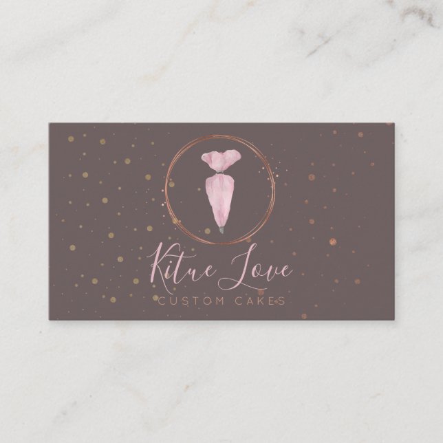 Tarjeta De Visita Panadería Pastelería Pastelería Cake Maker elegant (Anverso)