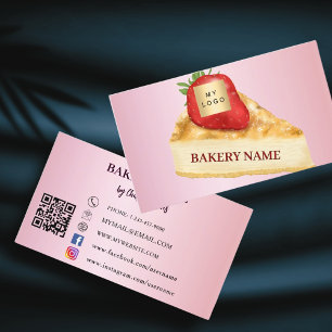 Tarjeta De Visita Panadería pastelería rosa logotipo de código QR