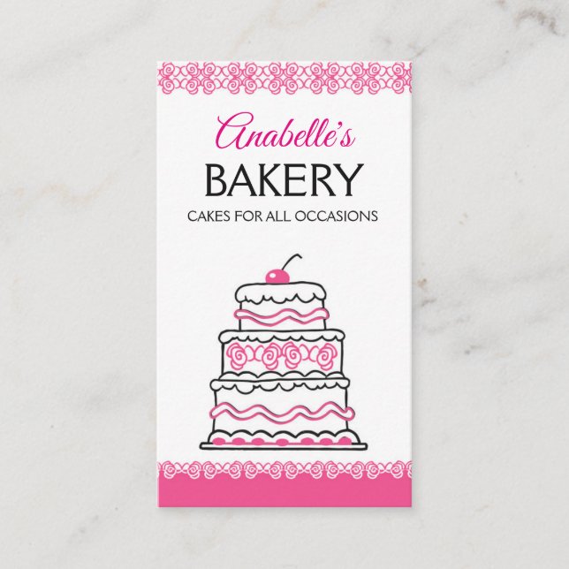 Tarjeta De Visita panadería, pasteles hechos a mano, pastelería, hec (Anverso)