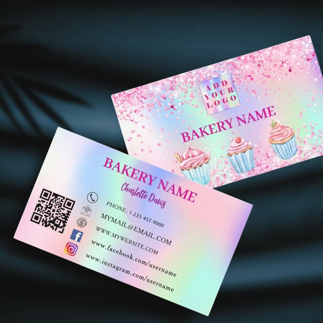 Tarjeta De Visita Panadería pastelitos rosa púrpura pastelería Códig (Subido por el creador)