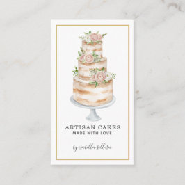 Tarjeta De Visita Panadería Pastoral Chef Acuarela Pastel de Flores