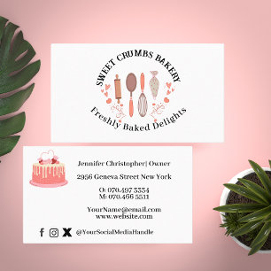 Tarjeta De Visita Panadería Pastry Chef Baking Utensis
