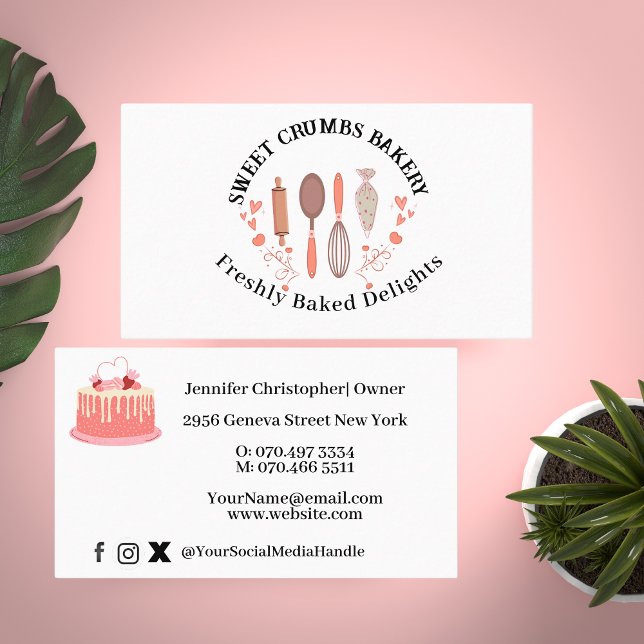 Tarjeta De Visita Panadería Pastry Chef Baking Utensis (Subido por el creador)