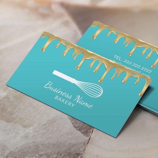Tarjeta De Visita Panadería Pastry Chef Whisk Logo Turquesa Moderno (Subido por el creador)