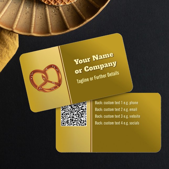 Tarjeta De Visita Panadería Pretzel con aspecto Metalizado de oro (Subido por el creador)