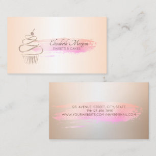 Tarjeta De Visita Panadería Profesional de Cupcakes con Pinceladas d